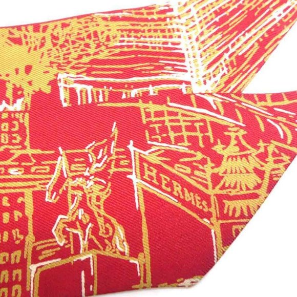 Auth HERMES Twilly Ribbon Scarf Red Silk - Picture 15 of 16